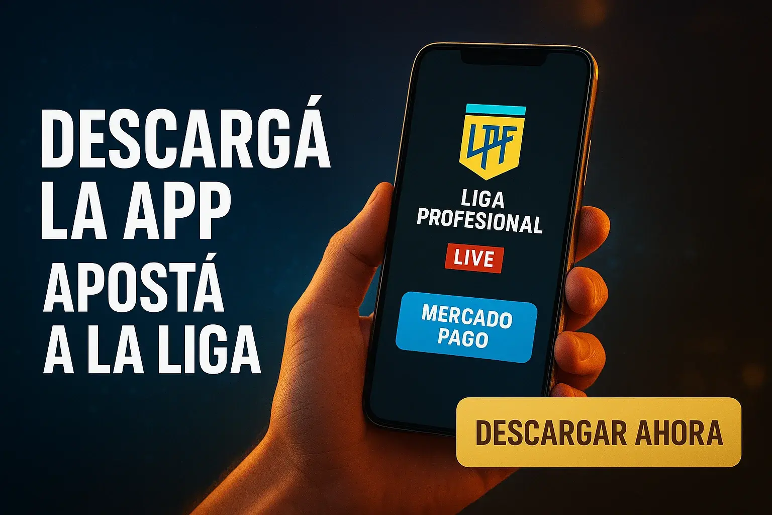 Banner de apuestas a la Liga con app Android y botón Descargar Ahora