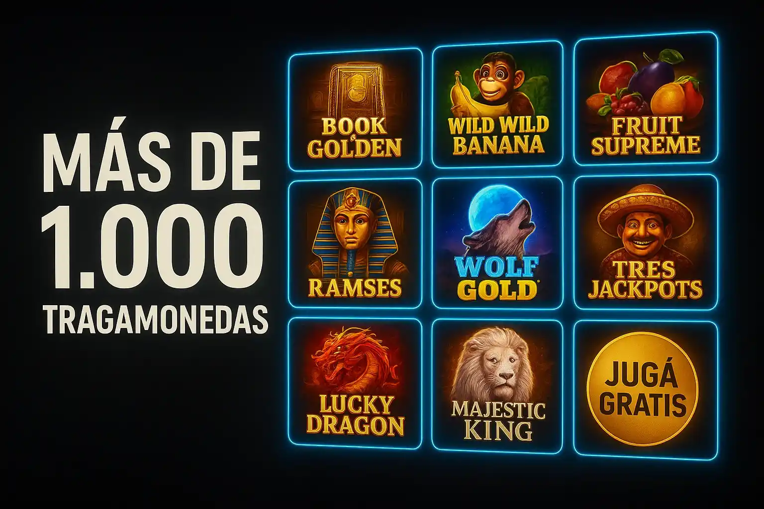 Banner de casino con más de 1.000 tragamonedas y jugá gratis